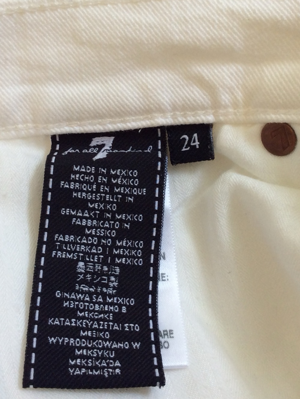 7 For All Mankind White A-Line Denim Skirt - size 24 - Picture 3 of 3
